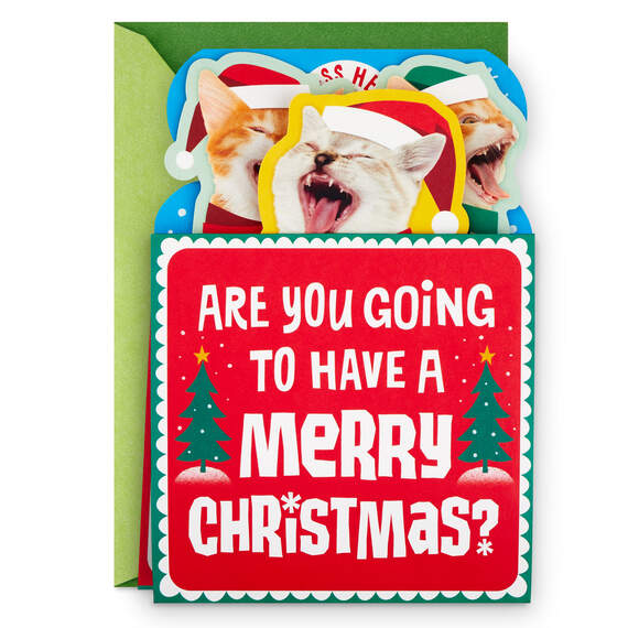 Caroling Cats Funny Musical Pop-Up Christmas Card