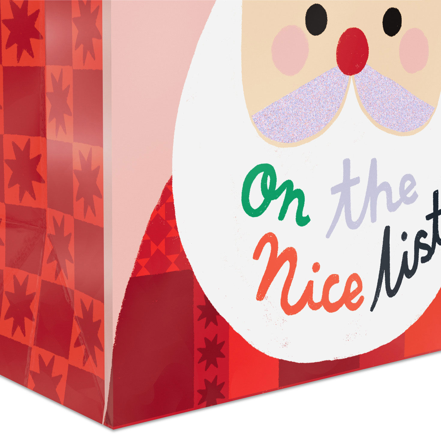 Folk Art Santa Medium Holiday Gift Bag Base/Side Detail image number 5