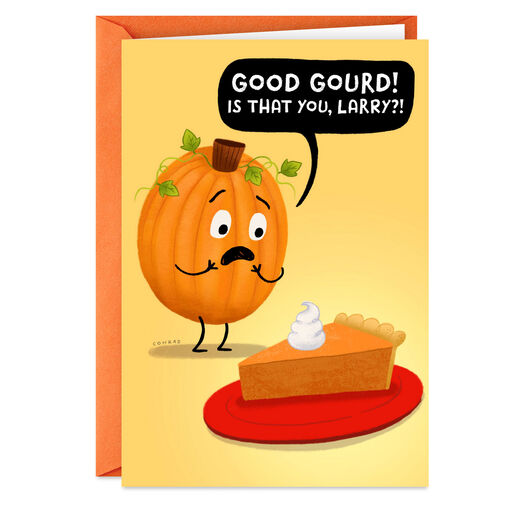 Sweet Surprises Pumpkin Pie Funny Thanksgiving Card, 