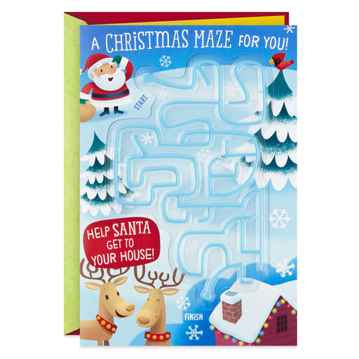 Santa Surprises Christmas Card With Maze Game, 