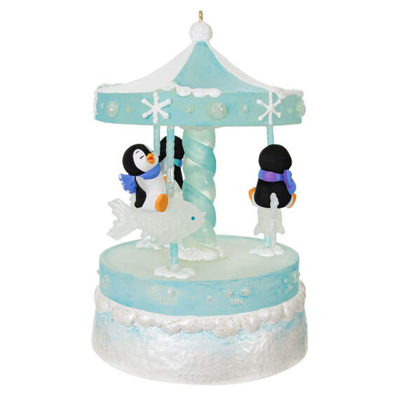 Playful Penguins on Carousel Musical Ornament With Light and Motion, , large image number 1