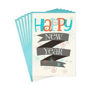 Banner and Confetti New Year’s Cards, Pack of 6