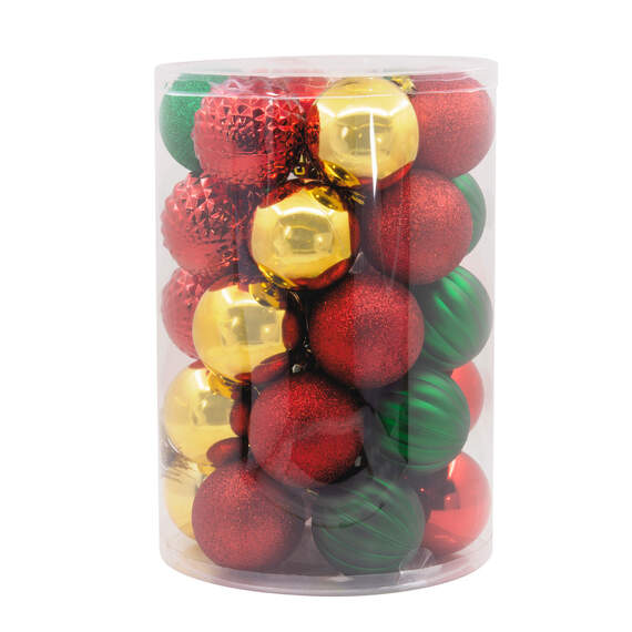 30-Piece Red, Green, Gold Shatterproof Christmas Ornaments Set