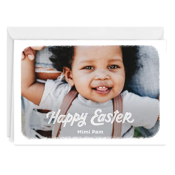 White Frame Horizontal Folded Easter Photo Card