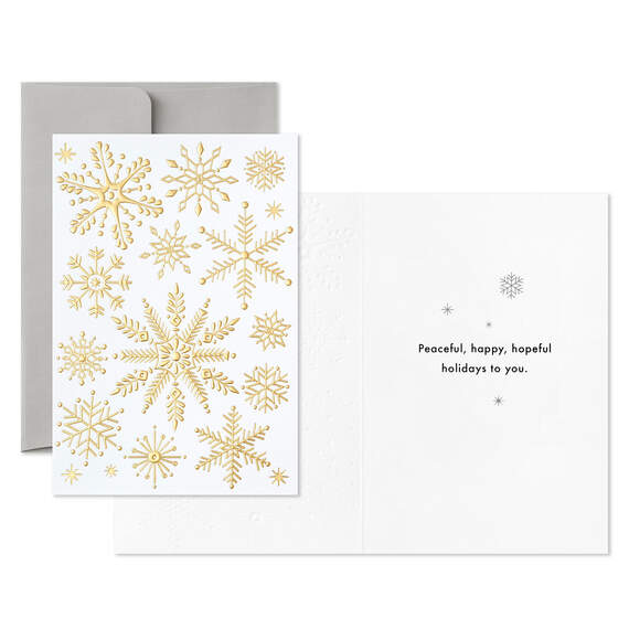 Gold Snowflakes Packaged Christmas Cards, Set of 5, , large image number 3
