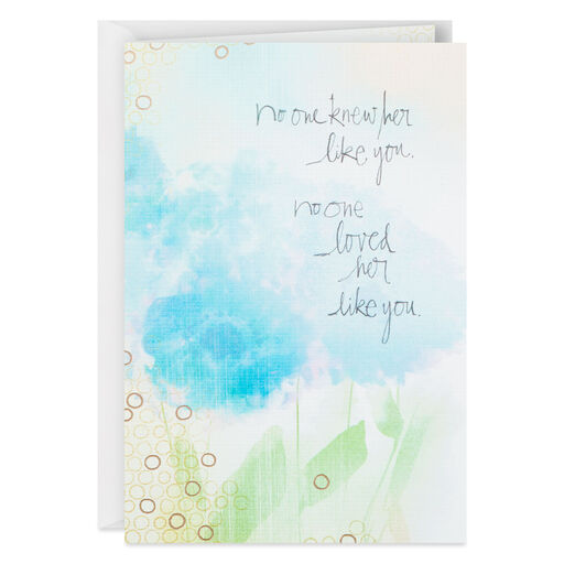 Blue Watercolor Flowers Sympathy Card for Loss of Wife, 