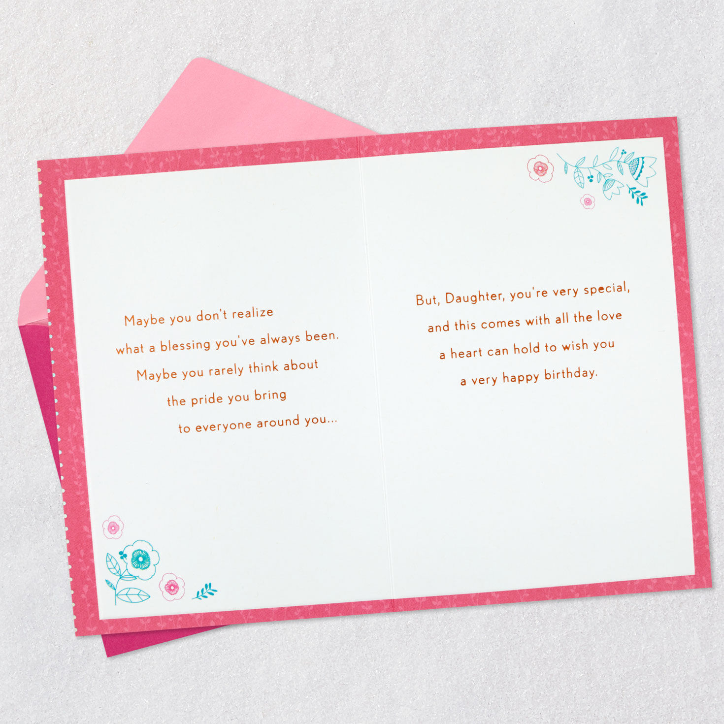 Butterfly on Pink Birthday Card for Daughter Open card with envelope image number 4