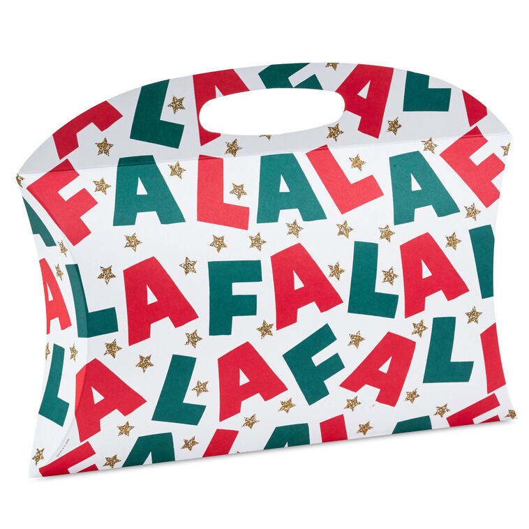 Fa La La Lettering Large Christmas Pillow Box With Handle