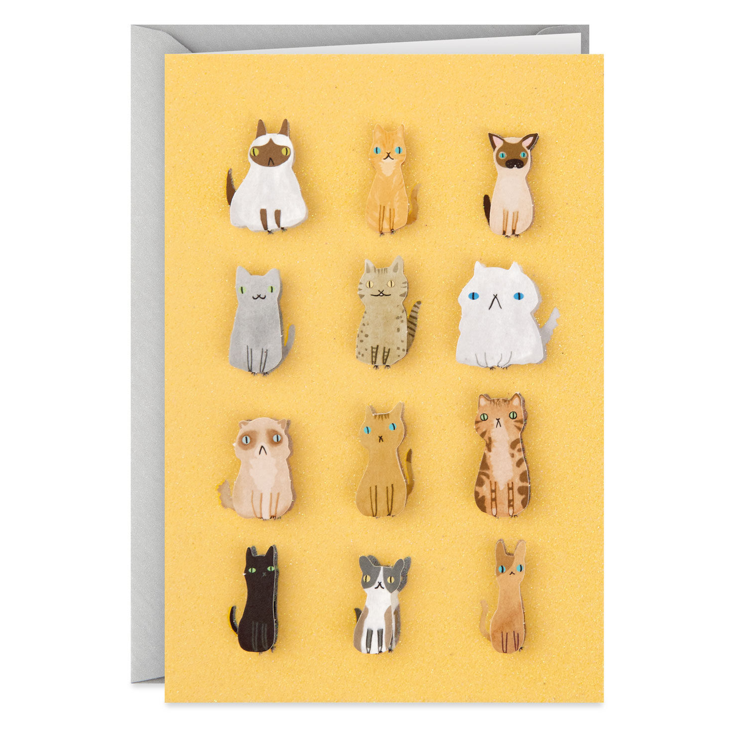 Cats on Yellow Blank Card