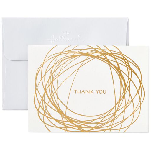 Gold Scribble Thank You Notes, Box of 10, 