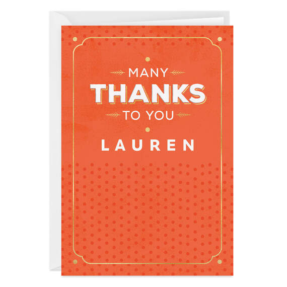 Personalized Many Thanks to You Thank-You Card