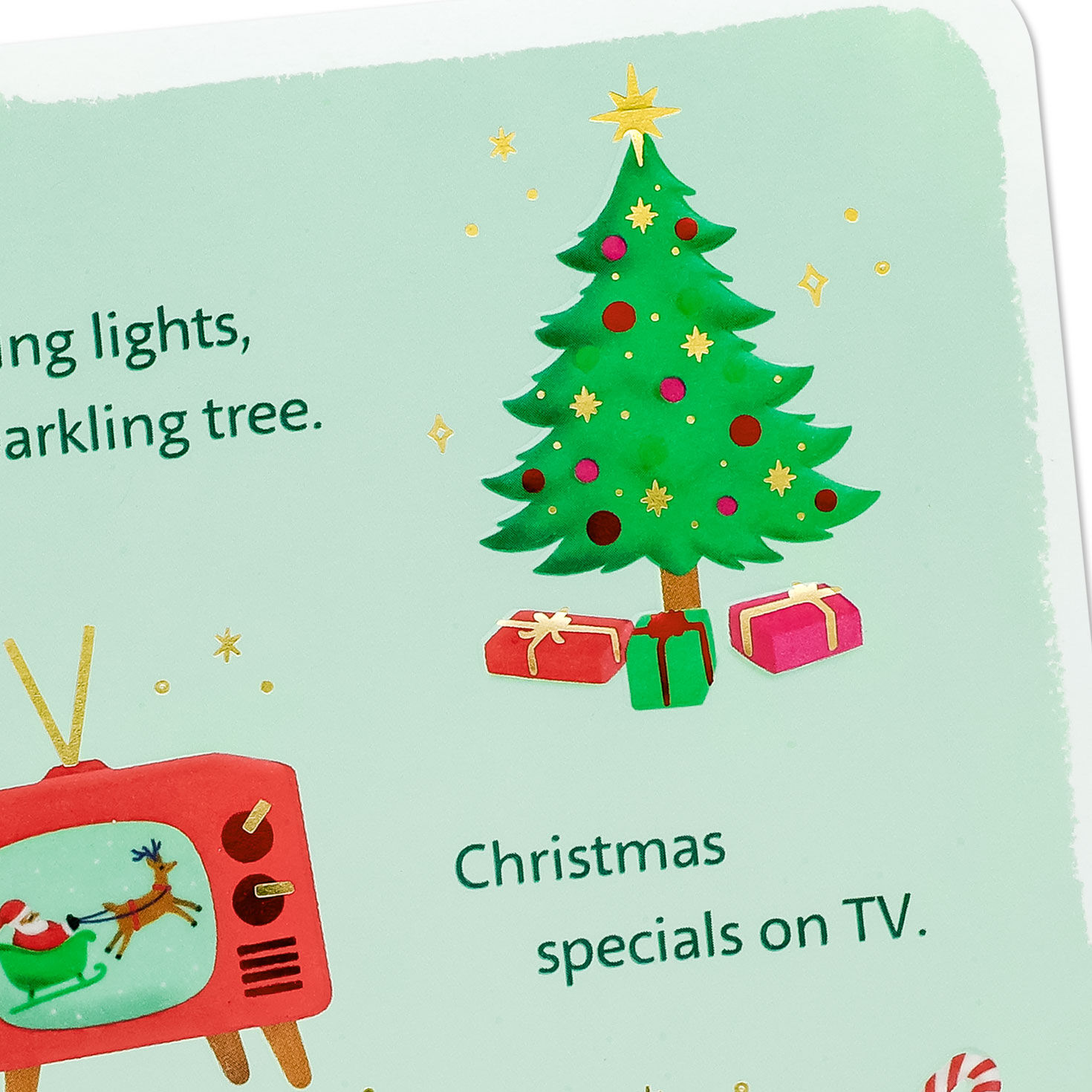Tree TV Cookies Games Christmas Card Card Front Detail image number 4