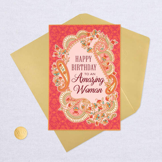 For An Amazing Woman Floral Paisley Birthday Card, , large image number 6