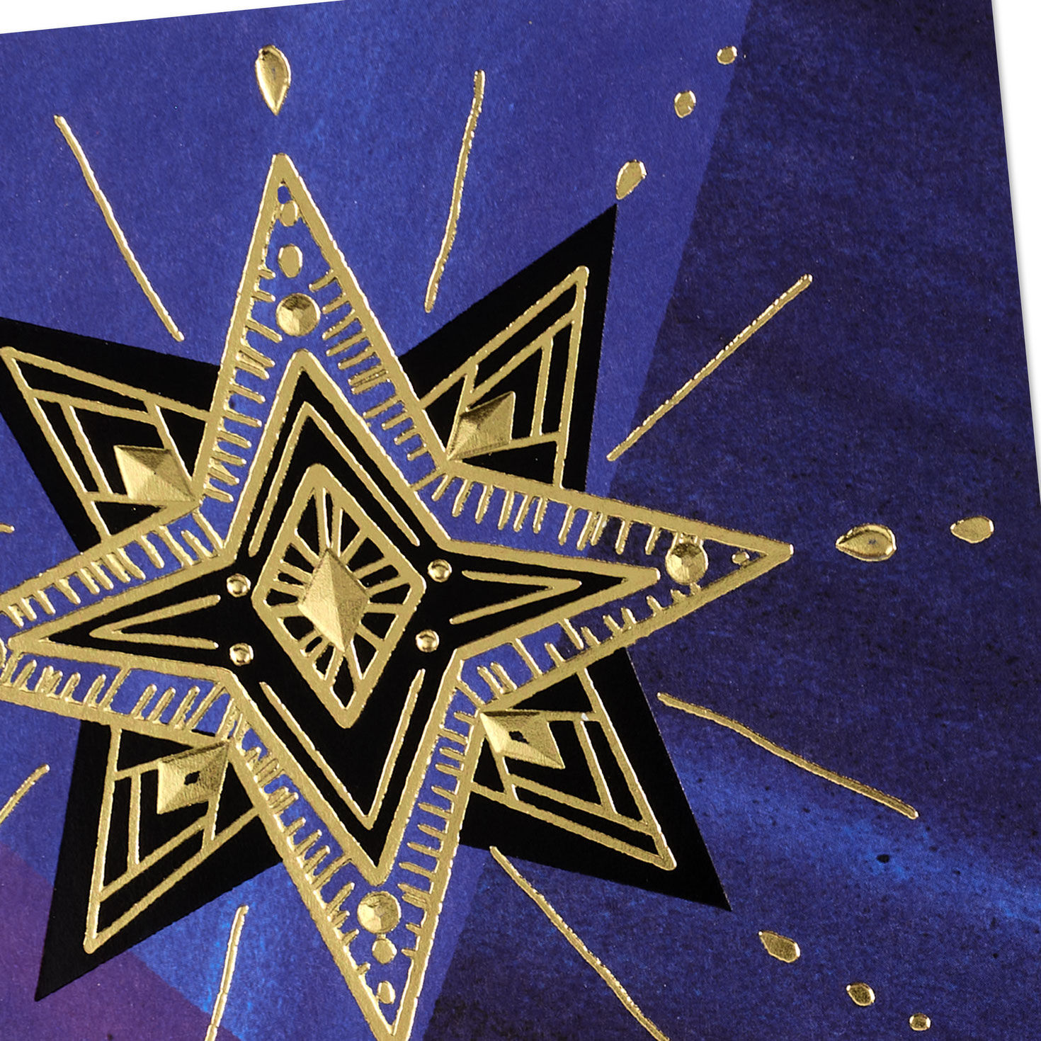Blue and Gold Star Religious Christmas Card Card Front Detail image number 5