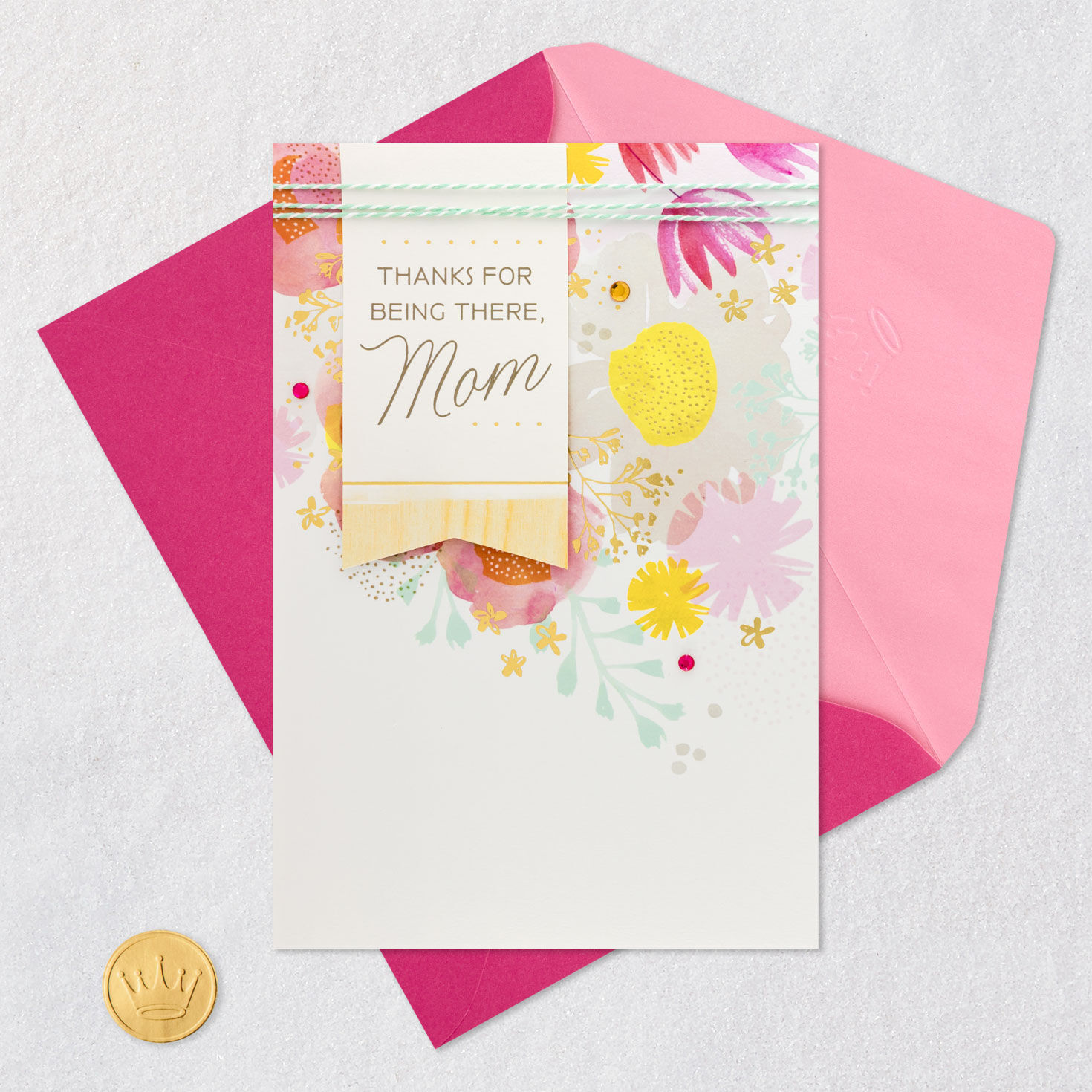 Banner and Flowers Mom Mother's Day Card From Daughter Card Front with Envelope and Gold Seal image number 6