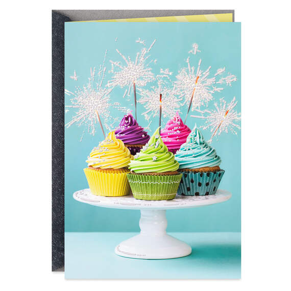 Sparkling Cupcakes Blank Birthday Card