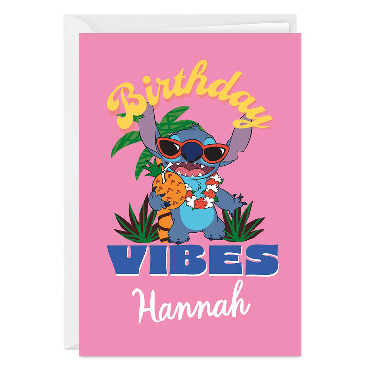 Disney Lilo & Stitch Birthday Vibes Custom Birthday Card