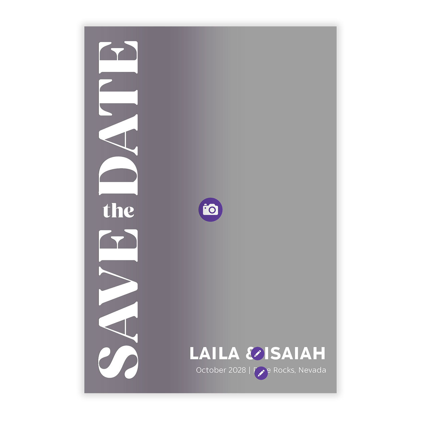 White on Photo Personalized Save the Date Card Card Front indicating personalization image number 5