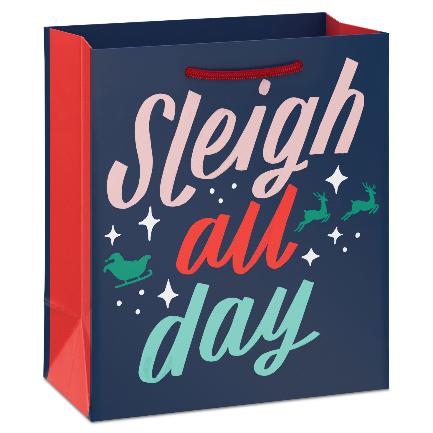 6.5" Sleigh All Day Small Christmas Gift Bag