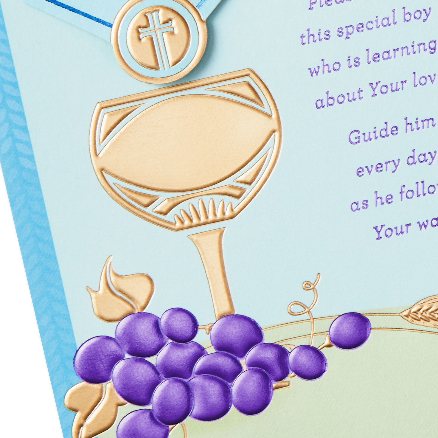 Gold Chalice Religious First Communion Card for Boy, , large image number 4