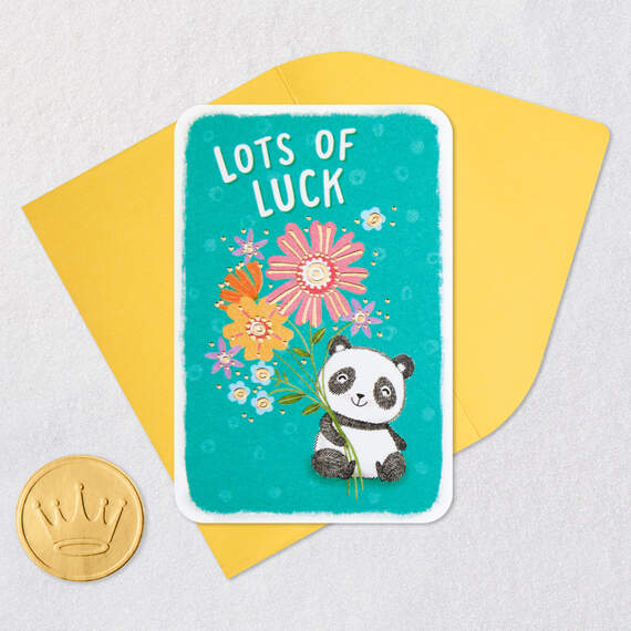 3.25" Mini Panda Bear With Flowers Good Luck Card, , large image number 6