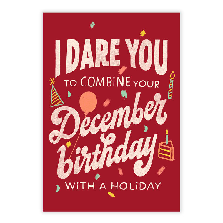 December Party Icons Personalized Birthday Card front image number 2
