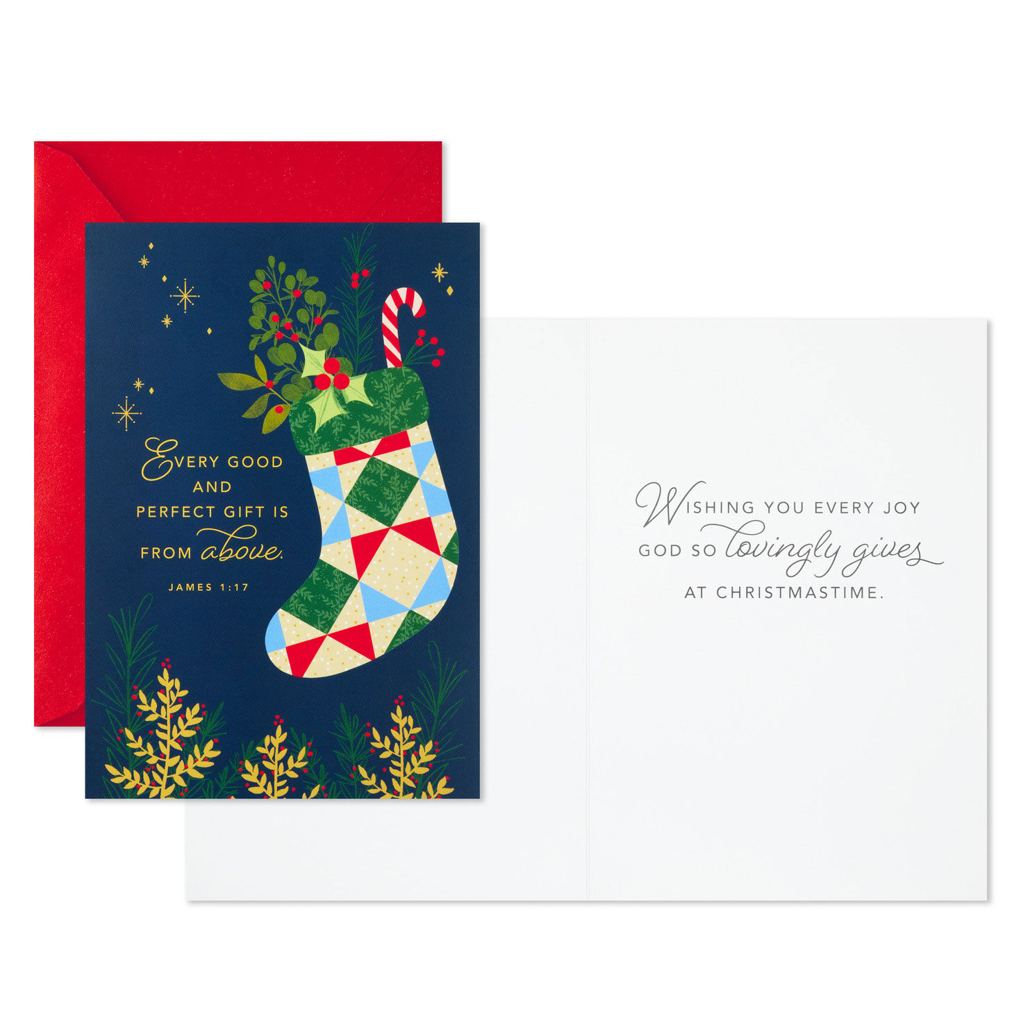 Stocking DaySpring Religious Christmas Cards Card Front with Sentiment image number 3