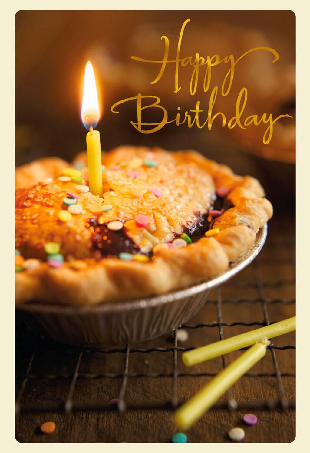 Pie With Candle Celebrating You Birthday Card Greeting Cards