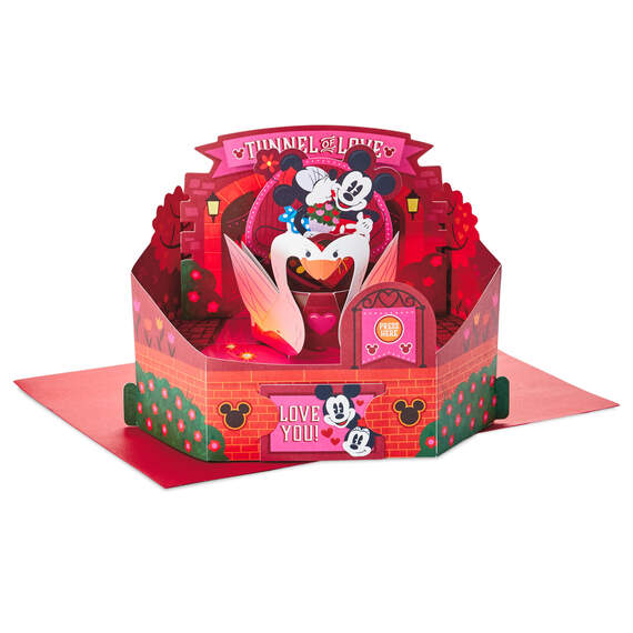 Disney Mickey and Minnie Pop Up Musical Valentine's Day Card With Light, , large image number 1