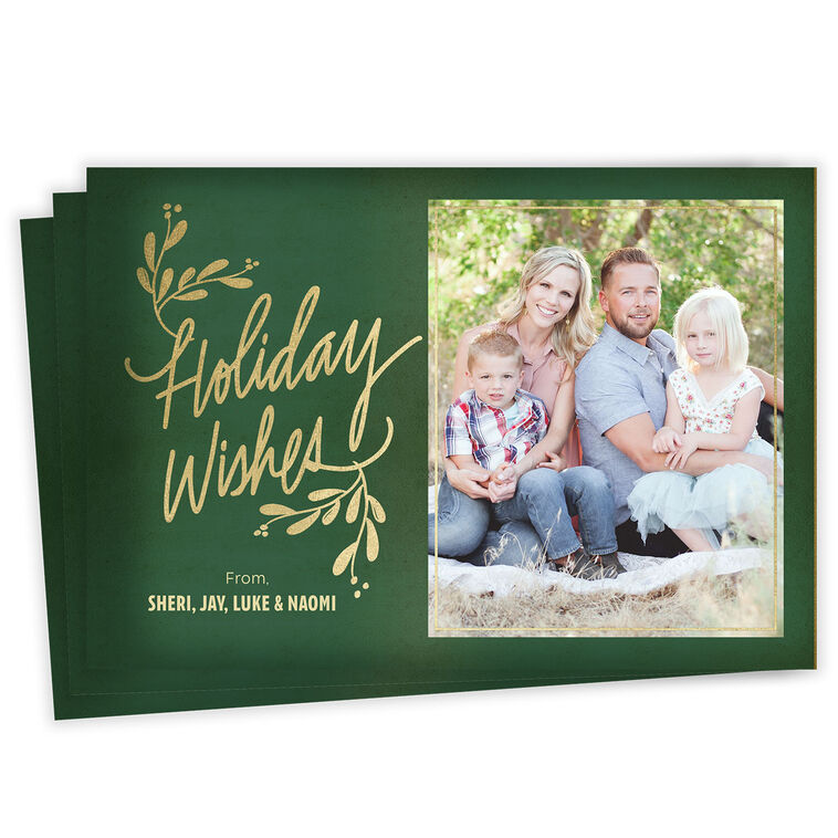 Evergreen Wishes Flat Holiday Photo Card