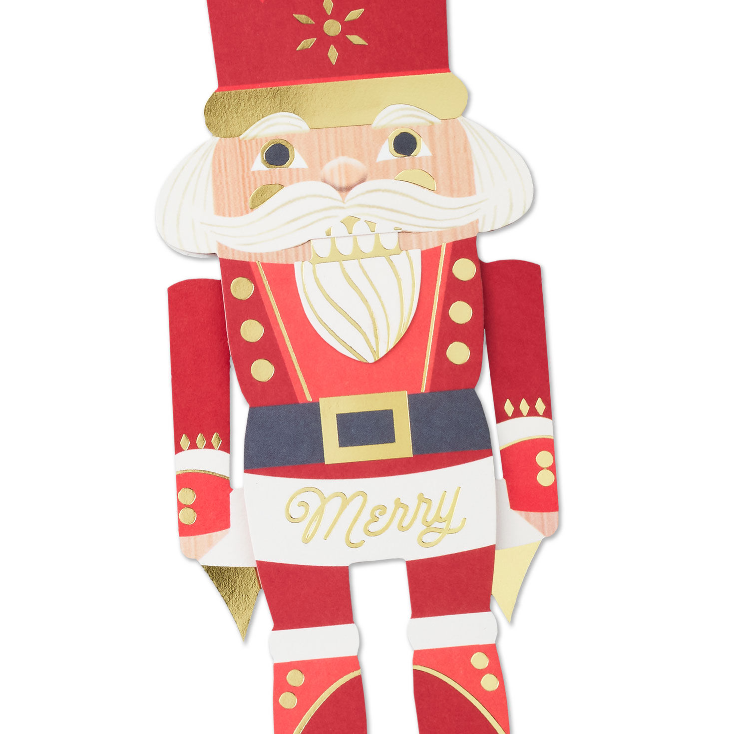Red and Gold Moveable Nutcracker Christmas Card Open card with envelope image number 4