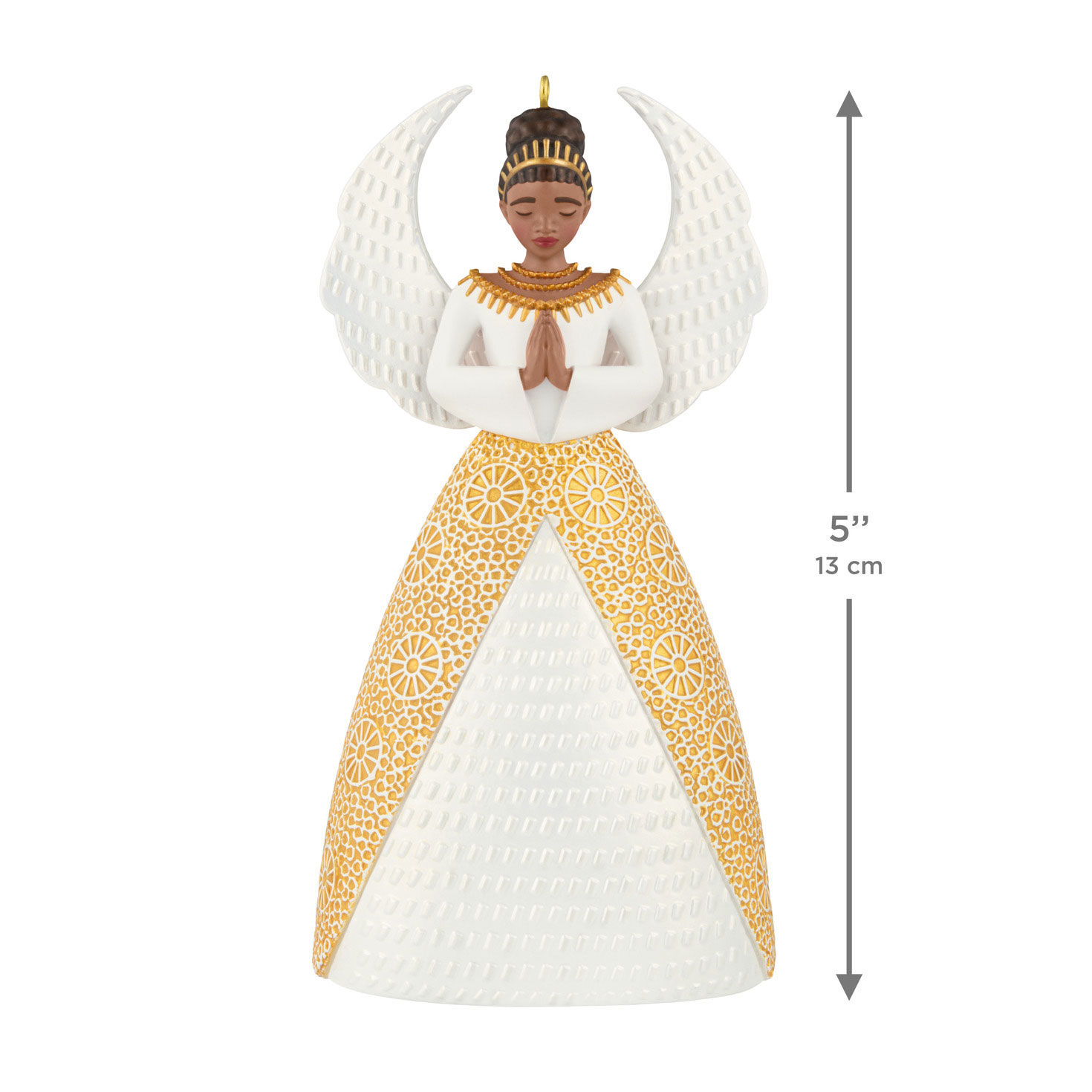 Dark Skin Angel in White Gold Keepsake Ornament measurement image number 3