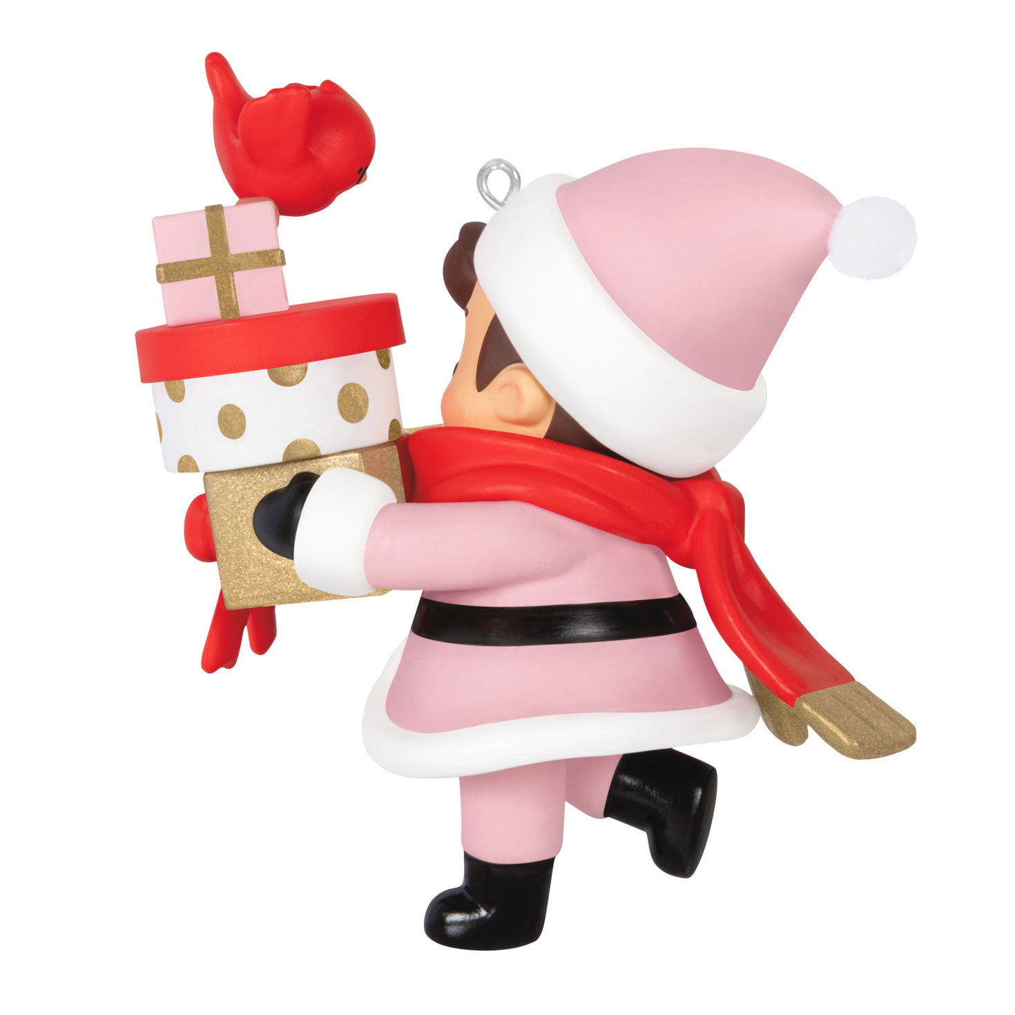 Young Santa With Gifts Keepsake Ornament back image number 6