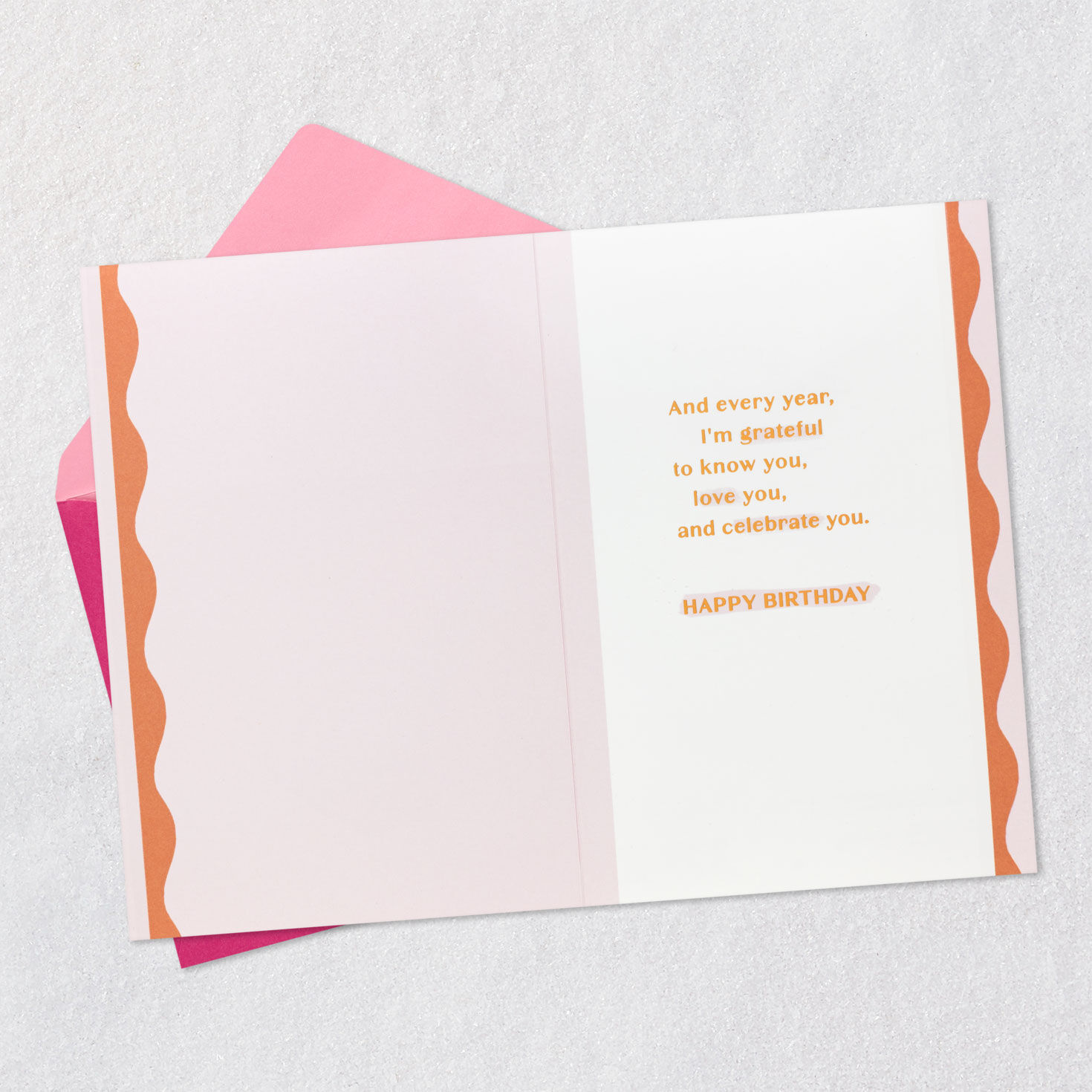 Pink and Orange Roses Like a Sister Birthday Card for Her Open card with envelope image number 3