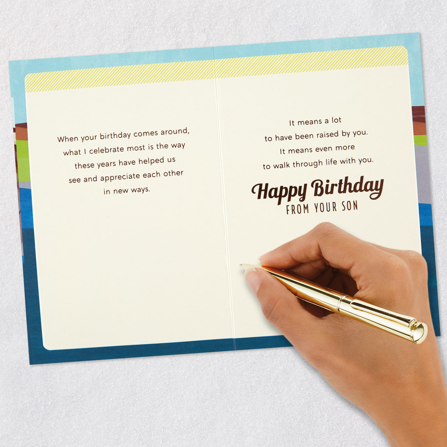 Father and Son on Walk Birthday Card for Dad Signing card image number 7