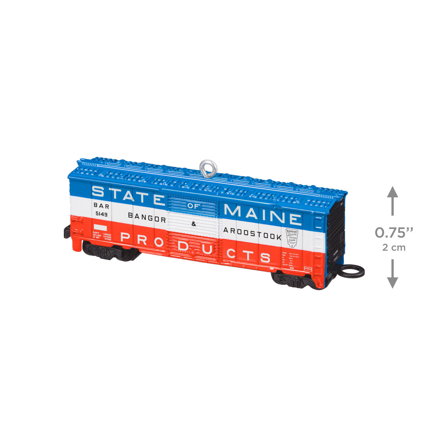 Red White Blue Train Boxcar Keepsake Ornament measurement image number 3