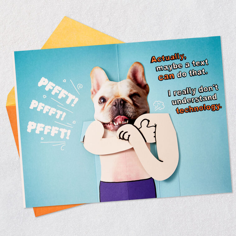 Armpit Farting Bulldog Funny Pop-Up Birthday Card, , large image number 4