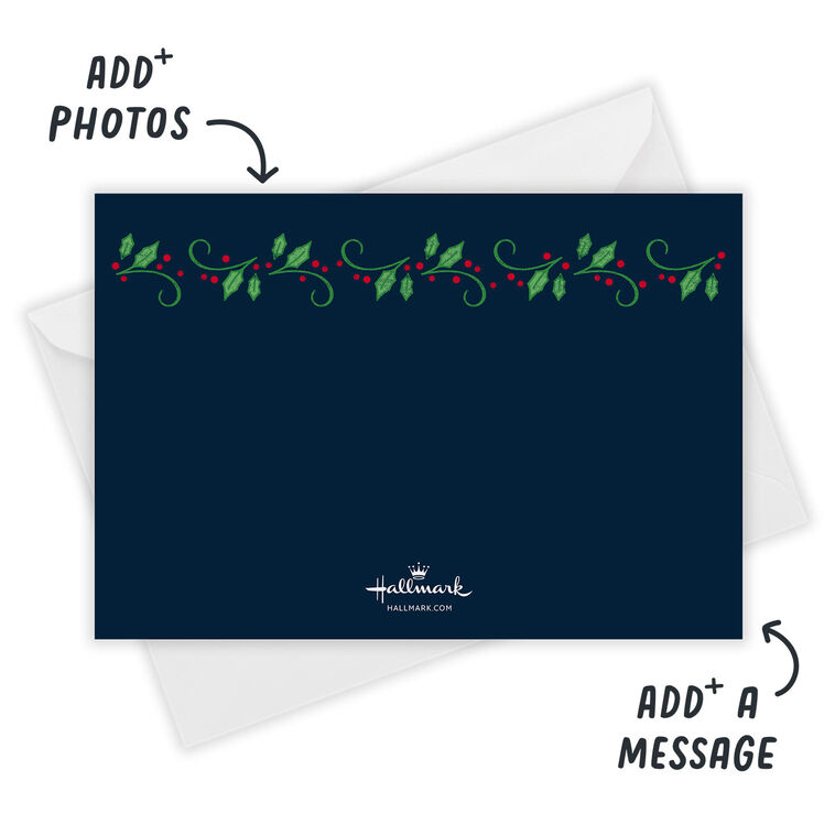Holly Cherished Memories Personalized Photo Card Card back with Envelope indicating personalization image number 3