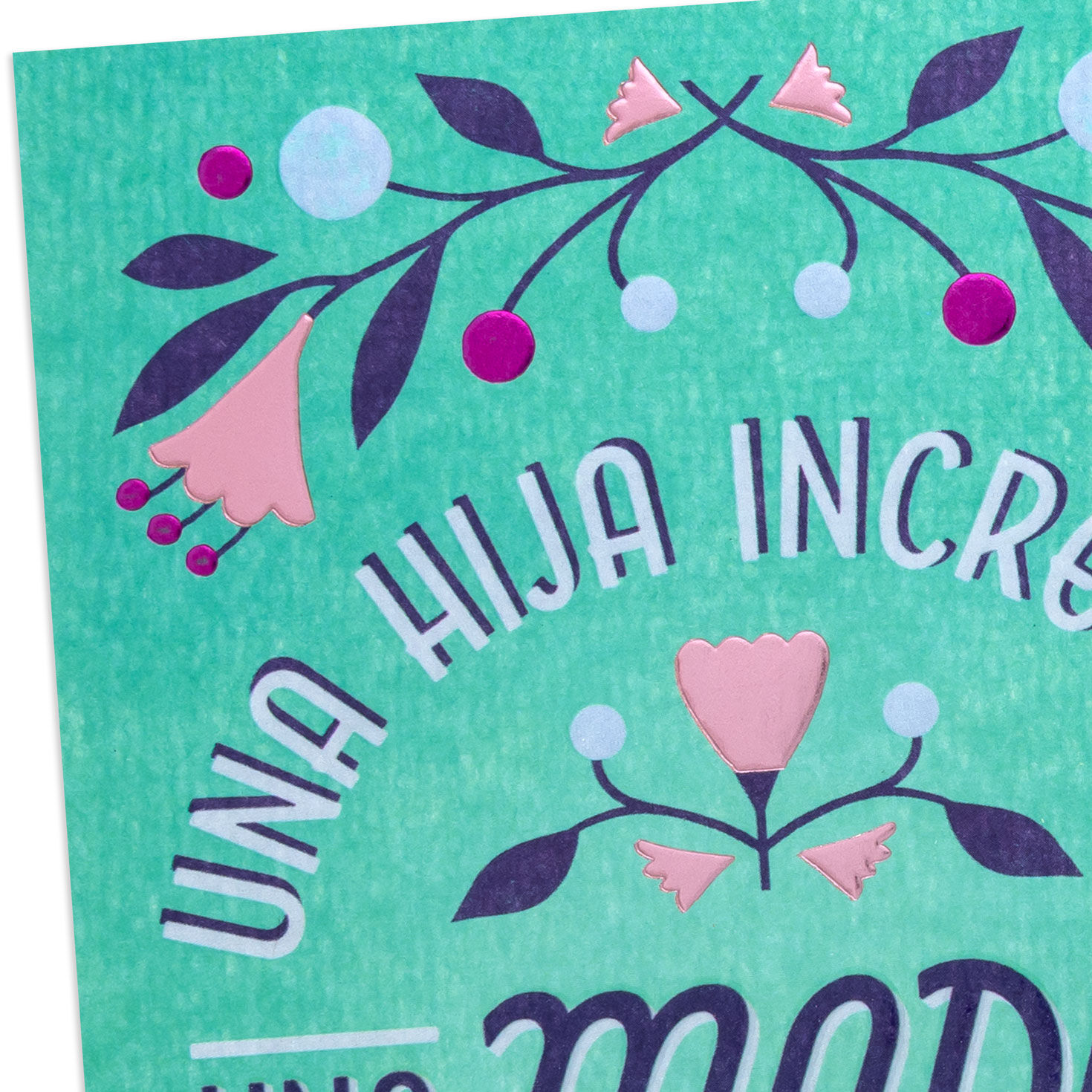 Teal and Navy Spanish Mother's Day Card for Daughter Card Front Detail image number 5