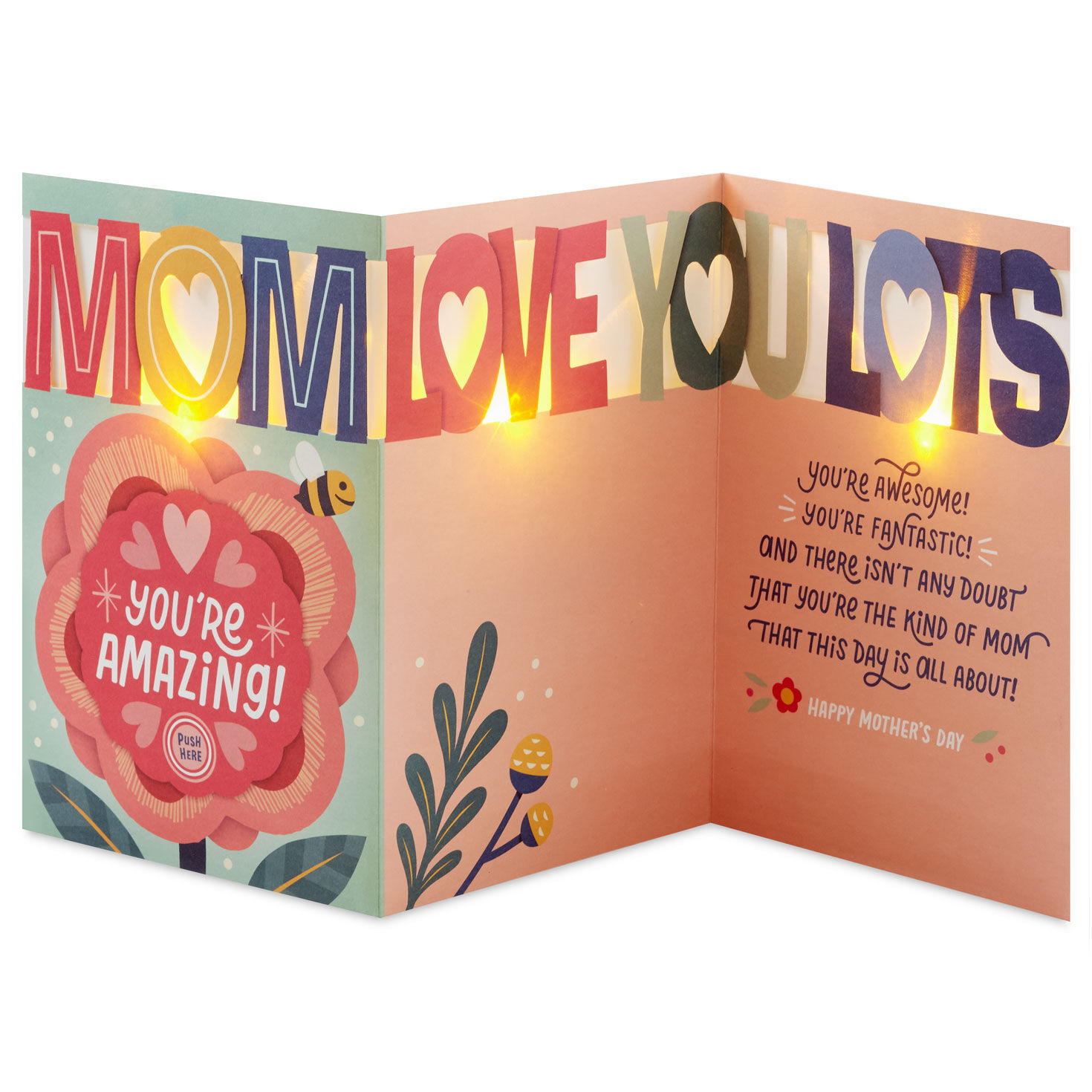 Flower Whimsy Mothers Day Card With Light and Music  image number 2