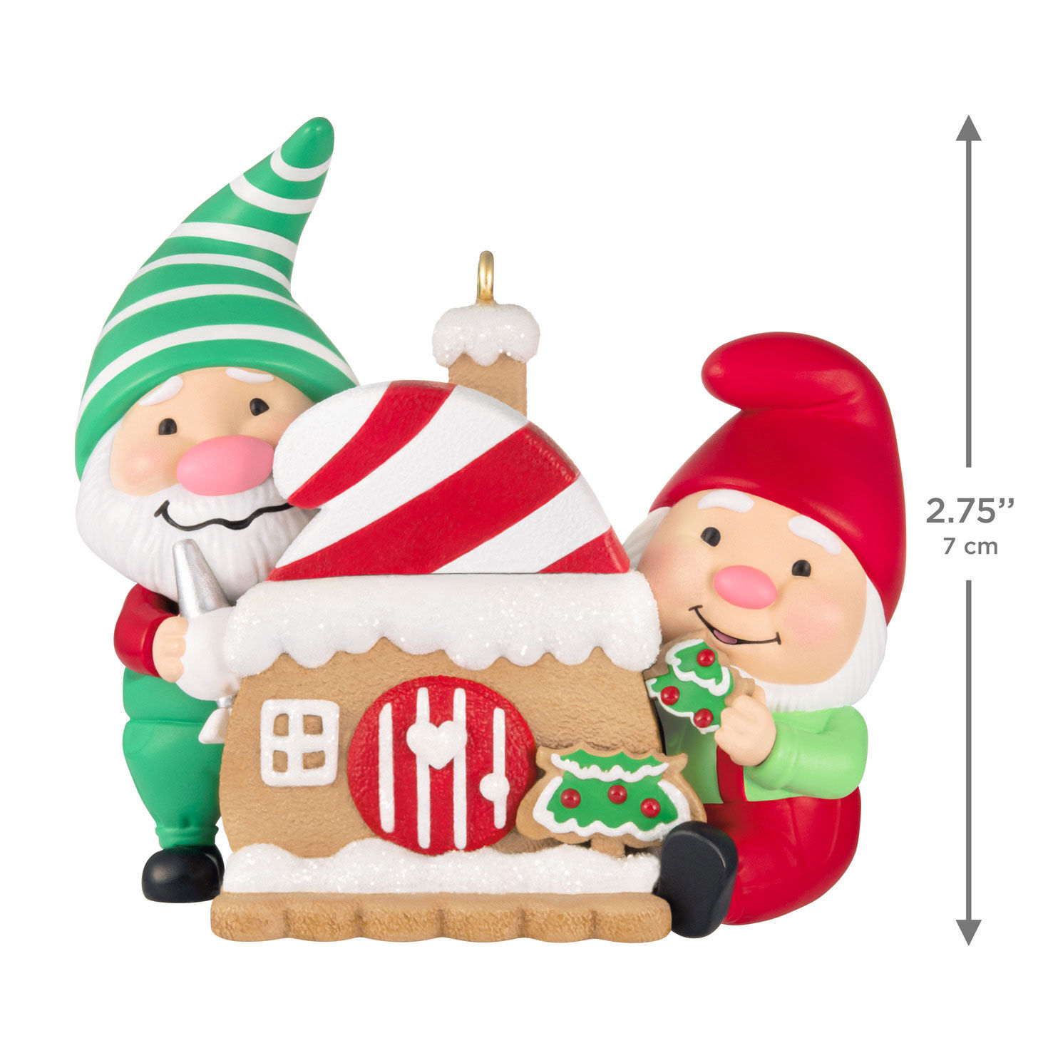 Gnomes With Gingerbread House Keepsake Ornament measurement image number 3
