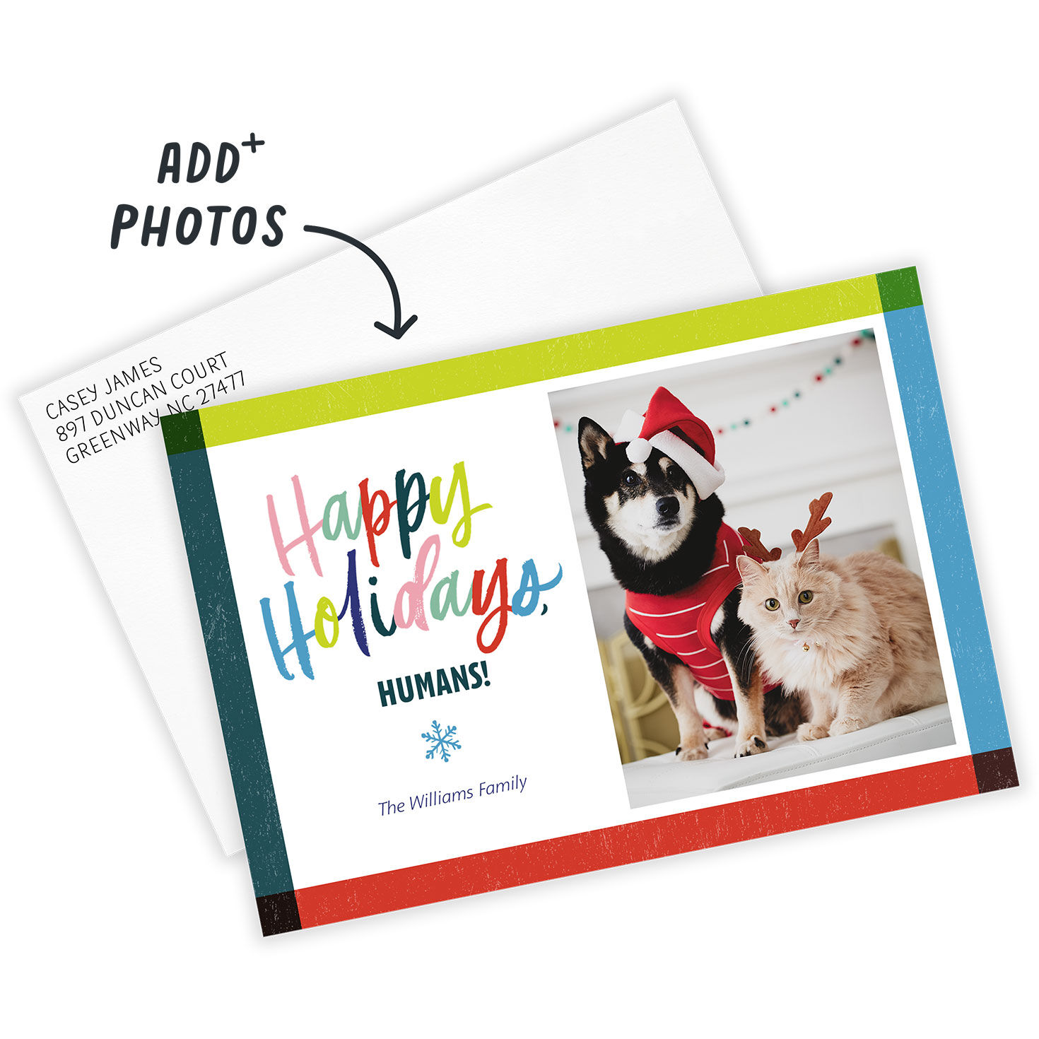 Colorful Lettering Flat Holiday Photo Card, , large image number 2