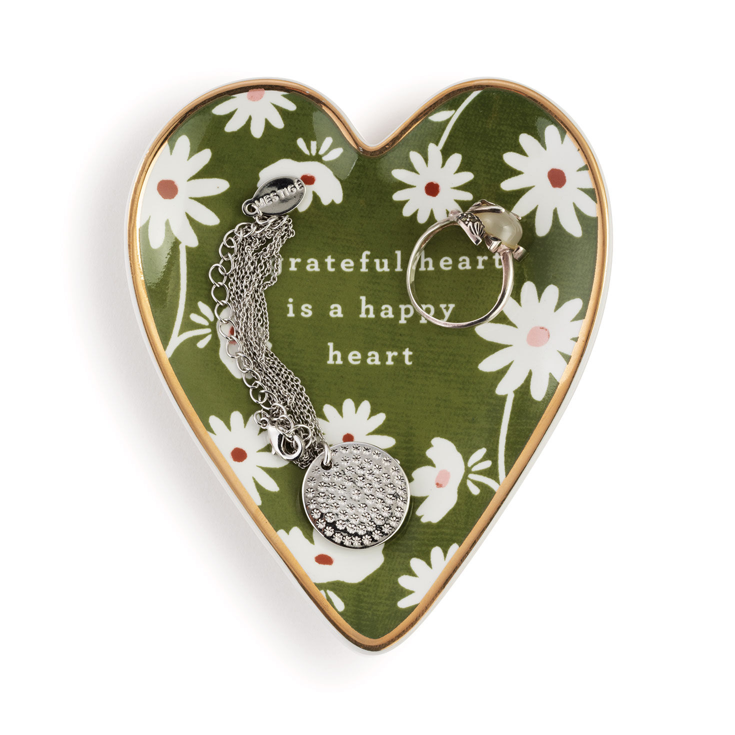 Demdaco Grateful Art Heart Trinket Dish - Trays & Boxes