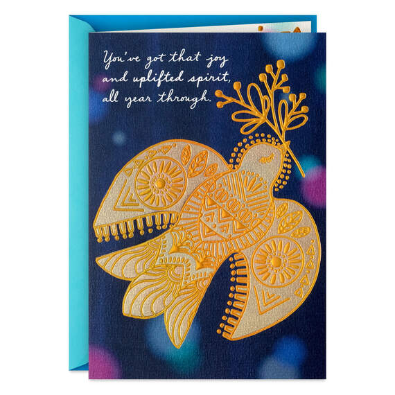 Peace and Love Gold Dove Christmas Card