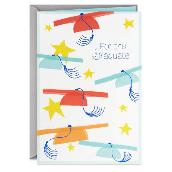 Honoring and Celebrating Caps and Stars Graduation Card, , large image number 1