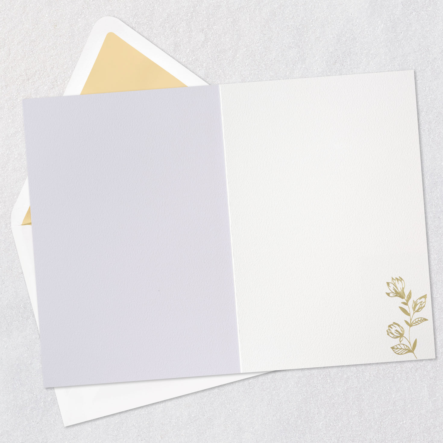 Gold Hummingbird Thinking of You Card Open card with envelope image number 2