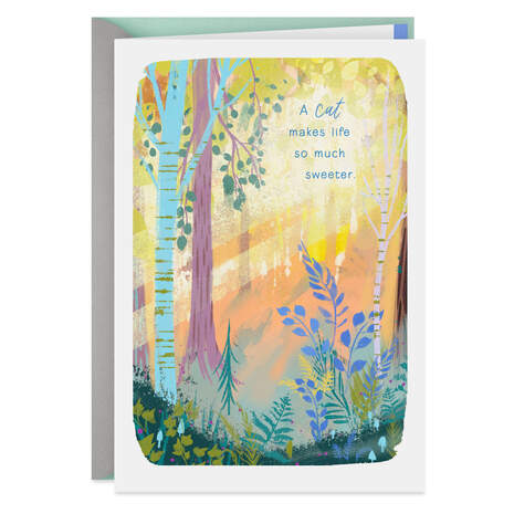 Sunlight in the Forest Sympathy Card for Loss of Cat, , large