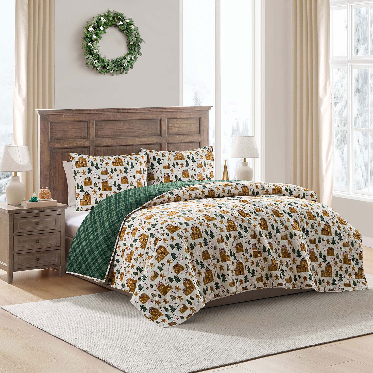 Hallmark Gingerbread 3 Pc. Quilt Set - King