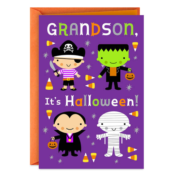 Fun-Size Wishes, Full-Size Hugs Halloween Card for Grandson, , large image number 1