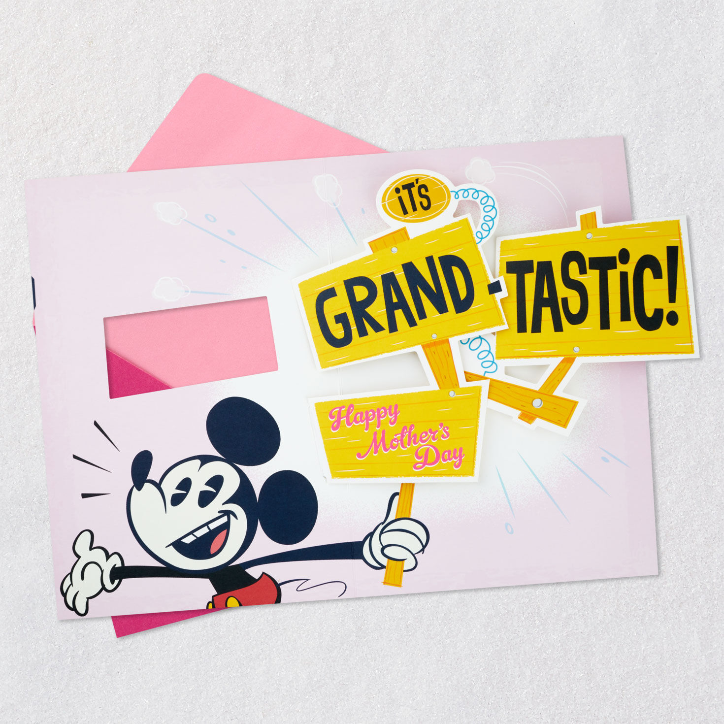 Mickey Mouse Pop-up Mother's Day Card for Grandmother Open card with envelope image number 3